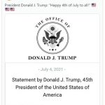 45thトランプ大統領独立記念日にメッセージ「7月4日、おめでとう！」／ポンペオ、クルーズ、ルビオ、ジェナ・エリス、デサンティス、アボット氏等、保守派から次々メッセージ