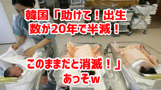 韓国「助けて！出生数が20年で半減！このままだと消滅！」　あっそｗ￼