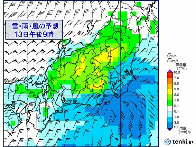 再び南岸低気圧による雪　関東甲信　あす13日夜から大雪のピーク