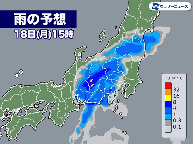 今日18日(月)の天気　東海や関東は本降りの雨に　西日本は穏やかな空