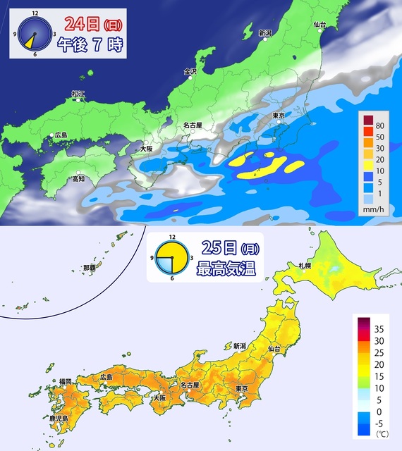 あす（月）は晴れて夏日も　火～水曜日は荒天注意　天気移り変わり早く　気温変化も大きい一週間