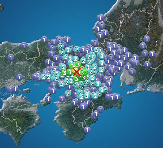 京都府南部で地震　亀岡市で震度4　津波の心配なし