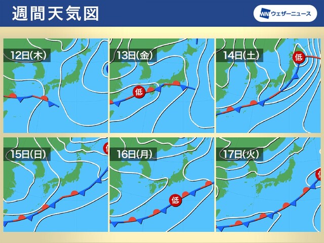 週間天気　梅雨のような空が続く　土曜にかけて強雨や大雨のおそれ