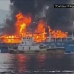 フィリピンで航行中のフェリーが炎上