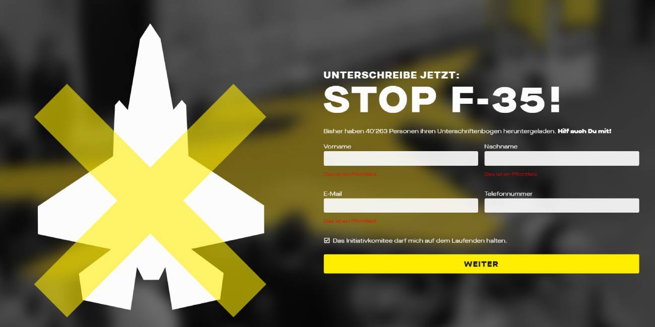 スイスで国民投票に必要な署名が提出される、F-35導入禁止の憲法明記を問う？