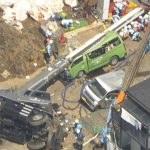 【速報】20トンのクレーン車倒れ下敷きになった男性死亡　ワゴン車やトラックなど3台つぶれる　東京・品川区