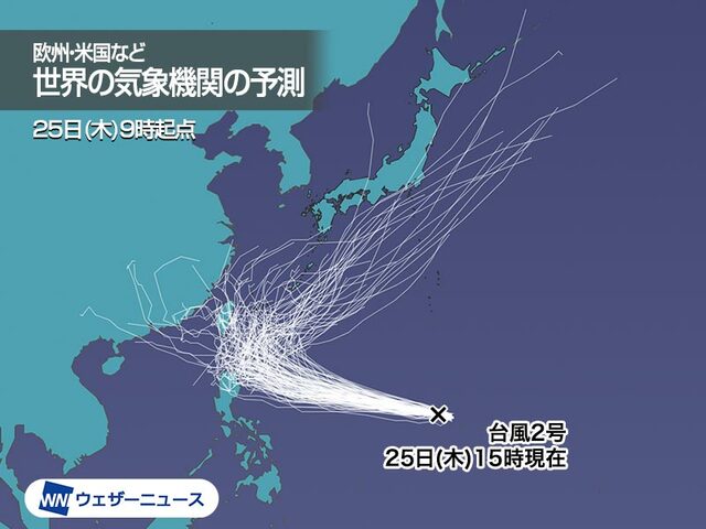 猛烈な台風2号　来週はじめには沖縄の南の海上へ　その後の進路に要注意