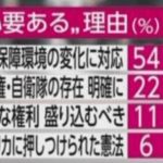 憲法改正「必要32％ 」「不要19％ 」世論調査／「日本を取りまく安全保障環境の対応に必要」が54％と最多／ネット「でも、LGBTにうつつをぬかす自民党」￼
