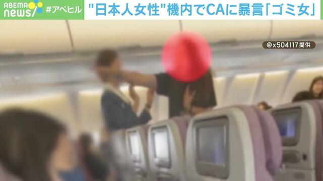「ゴミ女。豚女」客室乗務員に怒鳴り散らす日本人女性 「フライトの安全保てない」と降ろされる