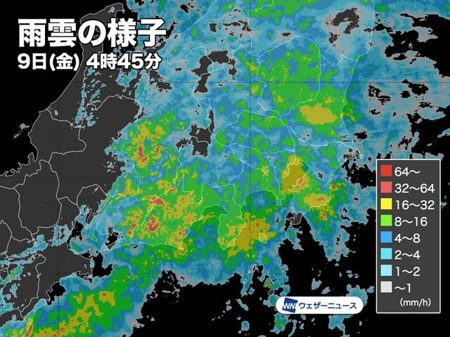 東京都心など関東は通勤通学時間帯に強い雨　午前中にかけて注意