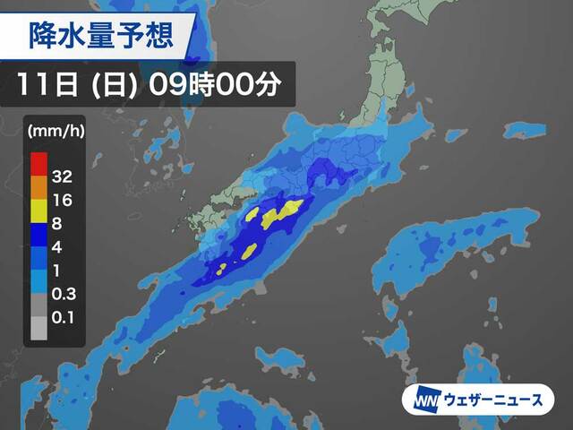 梅雨前線に台風3号から湿った空気が流入　明日～12日(月)は大雨のおそれ