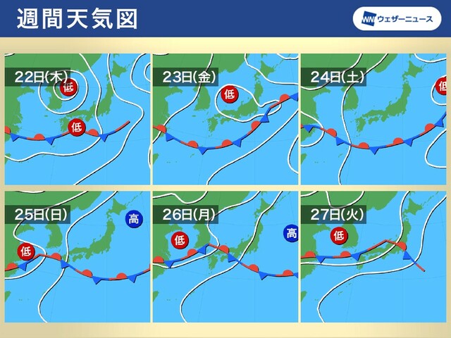 週間天気　東日本や西日本は梅雨空戻り雨　沖縄は梅雨明け近い