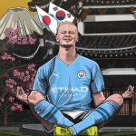 太極旗・日章旗の前であぐらをかく“怪物ＦＷ”ハーランド「アジア、Ｈｅｒｅ　ｗｅ　ｇｏ」（１）
