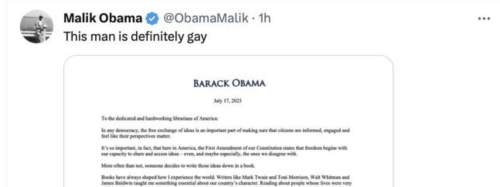 バラク・オバマの異母兄弟であるマリク・オバマ氏「彼は間違いなくゲ○だ」とツイートし、その後削除／ネット「知ってた」