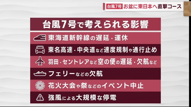 「台風7号」お盆に近畿～関東直撃コース　交通機関・イベントなど…予想される影響