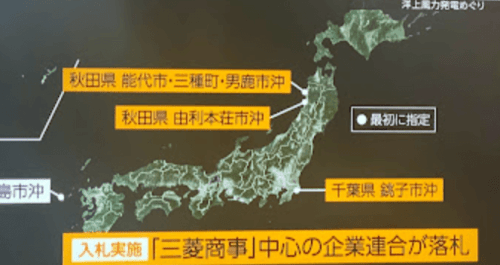 洋上風力の入札を三菱商事Gがすべて落札→秋本議員が国会で入札のルール変更を求める→入札ルール変更（agora）より／西村経産相「見直しは適切に行われた」