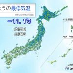 今朝　北海道で今季全国初のマイナス10℃以下　冬日地点は今季初めて200以上に