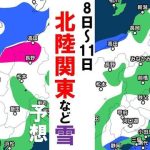 日本の冬、雪の予想！関東北部や北陸で大雪を予想！【8日（月）～11日（木）雪予報】