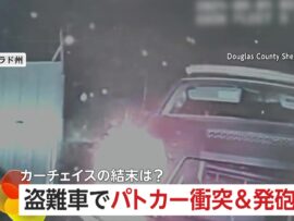 盗難車がパトカーに衝突＆発砲からのカーチェイス　けん引していたトレーラー切り離し抵抗も…木に激突　29歳容疑者逮捕　アメリカ・コロラド州