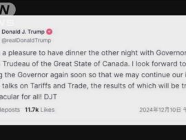 トランプ氏、カナダ首相を「州知事」呼ばわり！関税対立で緊迫続く