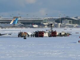 デルタ機事故で１８人を病院搬送、逆さまの機内で乗客宙づりに　カナダ空港