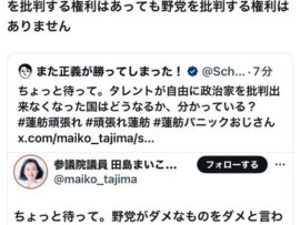 立憲支持者「国民には自民党を批判する権利はあっても野党を批判する権利はありません」