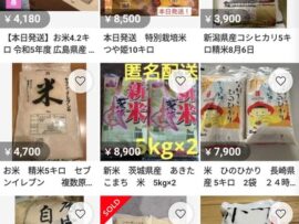 【画像】令和の闇市メルカリさん、今週1週間のお米の出品件数が8万件を超えてしまう