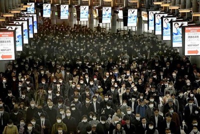 【参考画像】コロナ終焉で東京の満員電車復活！リモートやめる企業続出！もう誰にも止められない人口過密！