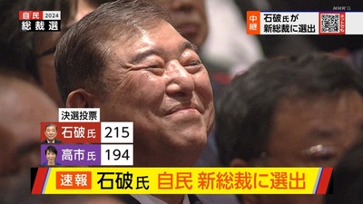 （＾ν＾）「石破は自民党内で嫌われてるから決選投票で絶対負ける」←これ何だったの？