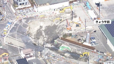 【画像】陥没道路、埋められる・・・