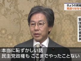 【速報】立憲・安住、ブーメラン回避の為に自らブーメランを頭に刺して反論！天才か・・・