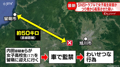 【悲報】旭川の女子高生殺害事件、もう目茶苦茶「脅迫、監禁、わいせつのすえ、11mの橋の上から突き落とす」北のいじめはガチ