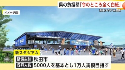 【悲報】秋田県知事「自力で金も集められないのにスタジアムなんて建てるわけねーだろばーかwwwww