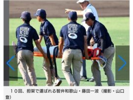 【速報】甲子園ヤバイ！熱中症警戒アラートが出される中で決行している模様「足つる選手が続出、担架で運ばれる選手も」