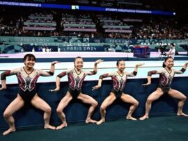 【画像】体操女子団体、みんなで決めポーズ！！！